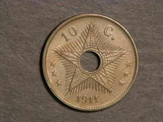 Belgian Congo 1911 10 Centimes Unc