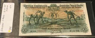 Ireland 1 Pound 1935 Vf,  Ploughmans,  The Hibernian Bank,  Bank Of Ireland