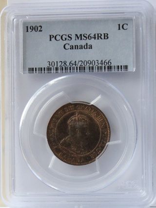 1902 Canada 1 Cent Pcgs Ms64rb.  Red Tones And Luster.
