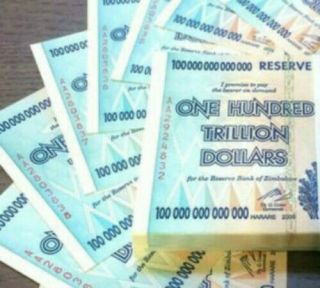 100 Trillion Zimbabwe Dollars Uncirculated Aa 2008 Bank Note (5) X 100 Trillion