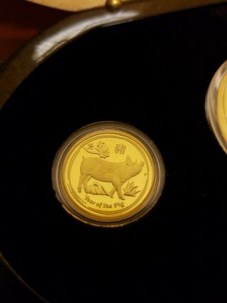 2019 Australian Lunar Year of the Pig 1.  35 oz Gold Proof 3 Coin set Australia 3
