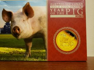 2019 Australian Lunar Year of the Pig 1.  35 oz Gold Proof 3 Coin set Australia 6