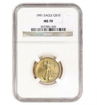 1991 American Gold Eagle 1/4 Oz $10 - Ngc Ms70