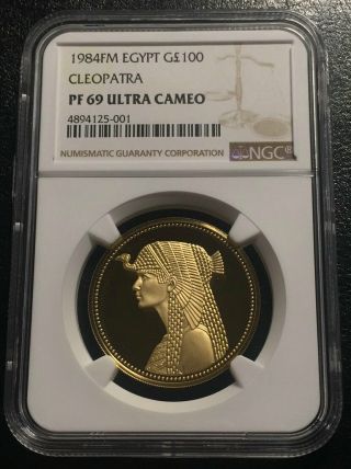 Egypt 100 Pounds 1984 Gold Ngc Pf69uc Cleopatra