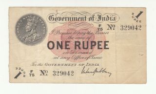 India 1 Rupee 1917 Circ.  P1g Kgv