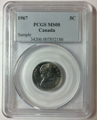 Sample Slab - Pcgs 1967 Canada 5 Cents Ms00 Blue Label - Seldom Seen