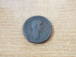 Antoninus Pius (138 - 161 Ad) Ae Sestertius.  Temple Augustus.  Bronze Coin.
