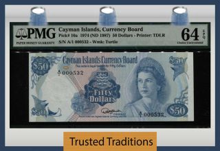 Tt Pk 10a 1974 Cayman Islands $50 " Queen Elizabeth Low S/n 532 " Pmg 64q 6 Of 7