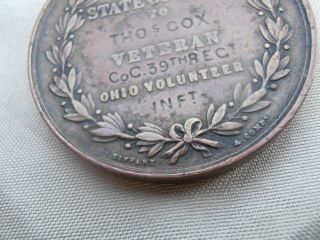 Tiffany & Co.  Civil War Veteran Medal Ohio Volunteer Infantry 39th Regiment Co C 5