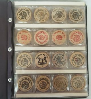 Leather Bound Booklet Of A Set Of 51 United States Wooden Nickels