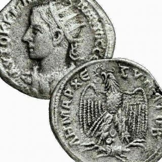 Gordian Iii Aries/ram Eagle,  Large Silver Tetradrachm Antioch Ancient Roman Coin