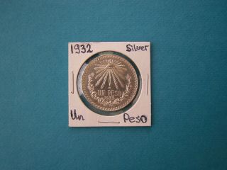 Mexico Coins 1932 Year Un Peso Silver Coin.