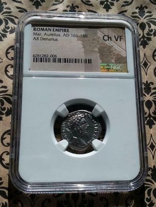 Ngc Silver Coin Marcus Aurelius Roman Empire Ancient 161 - 180 Ad Ch Vf Denarius