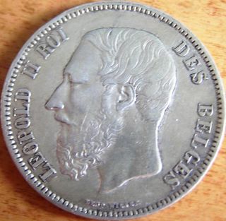 Belgium Silver 5 Frank 1869