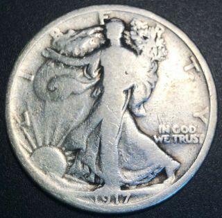1917 Usa Walking Liberty Silver 50 Cent Half Dollar