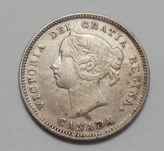 1885 SMALL 5 Five Cents Silver VF SCARCE Date KEY Queen Victoria 5¢ 2