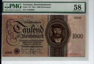 Germany 1000 Reichsmark 1924 Au 58 Certified