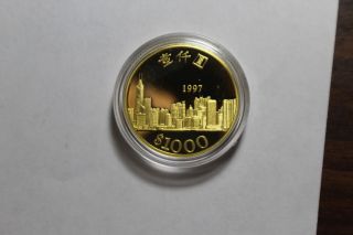 1997 GOLD HONG KONG $1000 RETURN TO CHINA COIN ULTRA CAMEO W/ BOX 4