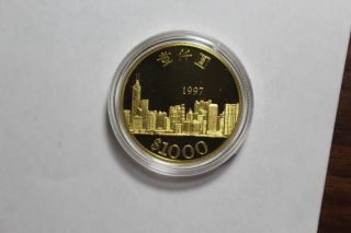 1997 GOLD HONG KONG $1000 RETURN TO CHINA COIN ULTRA CAMEO W/ BOX 5