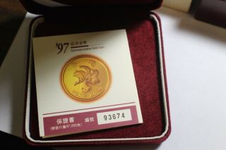 1997 GOLD HONG KONG $1000 RETURN TO CHINA COIN ULTRA CAMEO W/ BOX 6
