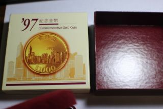 1997 GOLD HONG KONG $1000 RETURN TO CHINA COIN ULTRA CAMEO W/ BOX 7