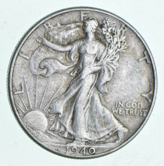 Xf,  1940 Walking Liberty 90 Silver Us Half Dollar - Coin 722