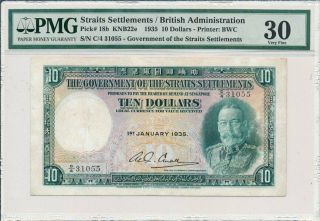 The Government Of The Straits Settlements $10 1935 Rust Removal Pmg 30