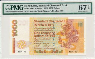 Standard Chartered Bank Hong Kong $1000 2001 Fancy S/no 535x35 Pmg 67epq
