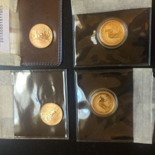 (4) 1/10 Oz Gold Coins - (2) 2016 American Eagle & (2) 2017 Australia Kangaroo