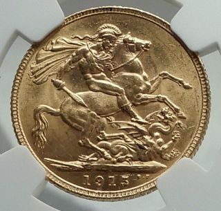 1915 Great Britain Uk King George V Gold Sovereign Coin St George Dragon I79707