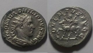 Rare Ancient Roman Silver Coin Ar Antoninianus Philip I Arab 248 Ad Horse Rider