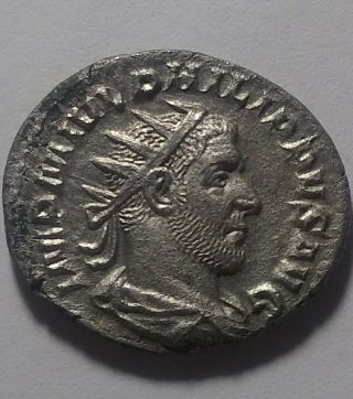 Rare ancient Roman silver coin AR Antoninianus Philip I Arab 248 AD Horse rider 2