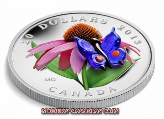Canada $20 Fine Silver Coin - Purple Coneflower And Eastern Tailed Blue - Venitian