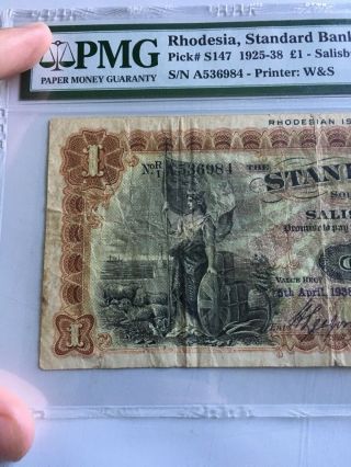 1938 Rhodesia Standard Bank Of South Africa Pick S147 VF25 3