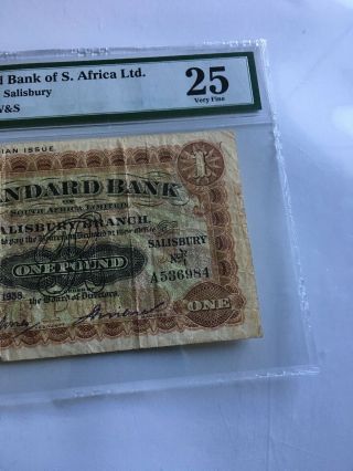1938 Rhodesia Standard Bank Of South Africa Pick S147 VF25 5