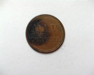 Colombia (nd) A.  A.  V.  Corozal Copper Token Extremely Fine
