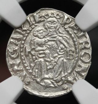 Hungary.  Silver Denar,  Ferdinand I,  1550 - Kb,  Ngc Ms63