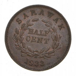 World Coin - 1933 Sarawak 1/2 Cent - 3.  1 Grams 112