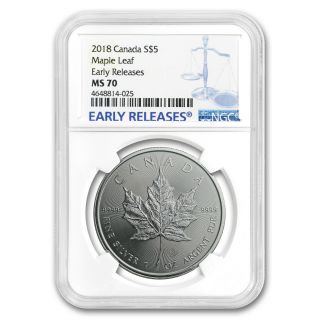 2018 Canada 1 Oz Silver Maple Leaf Ms - 70 Ngc (early Release) - Sku 161357