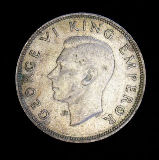 1941 Zealand Half 1/2 Crown Silver Coin