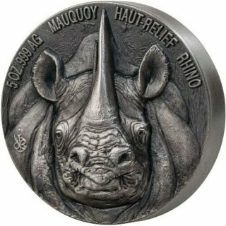 RHINO 5000 Francs MAUQUOY - 2019 5 oz High Relief Pure Silver Coin - Ivory Coast 2