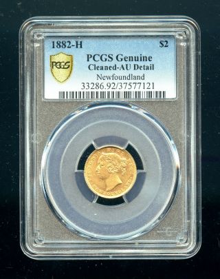 1882 H Newfoundland $2 Gold PCGS Certified AU 2