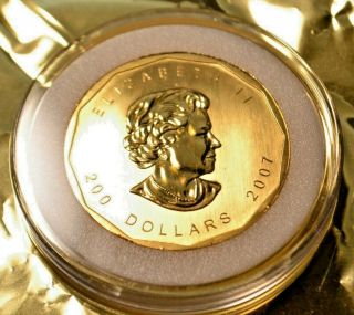 Canada 2007 Maple Leaf 1 Oz.  9999 Fine Gold $200.  Bullion Coin