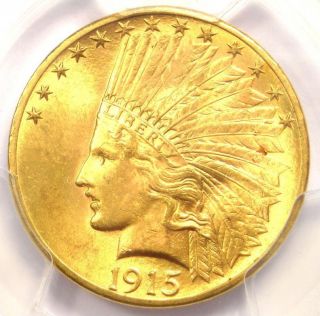 1915 Indian Gold Eagle ($10 Coin) - Pcgs Ms64 (choice Bu) - $2,  350 Value