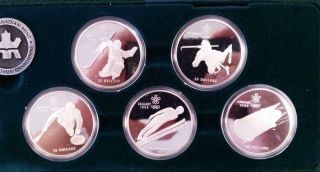 1988 - CANADA CALGARY WINTER OLYMPIC GAMES 10 Coin Proof Set 1oz.  999 Silver L5014 3