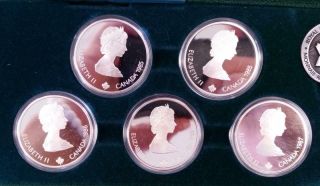 1988 - CANADA CALGARY WINTER OLYMPIC GAMES 10 Coin Proof Set 1oz.  999 Silver L5014 5