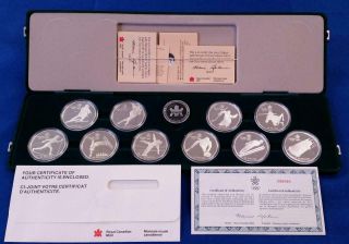 1988 - CANADA CALGARY WINTER OLYMPIC GAMES 10 Coin Proof Set 1oz.  999 Silver L5014 7