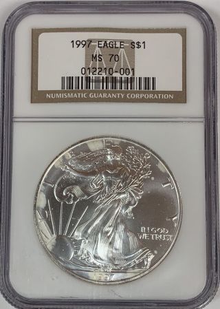 1997 $1 American Silver Eagle Ngc Ms70 012210 - 001