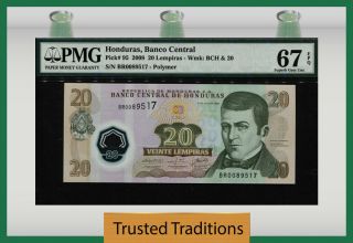 Tt Pk 95 2008 Honduras - Banco Central 20 Lempiras " D.  Herrera " Pmg 67q
