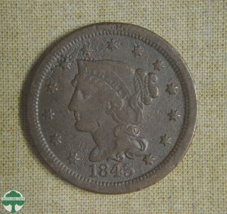 1845 Braided Hair Large Cent - Very Good Details